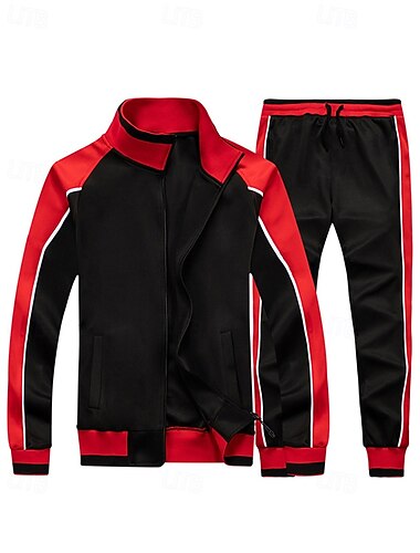  Homme Ensemble Survetement Jogging Pantalon Fermeture intégrale Athleisure Automne manche longue Protection solaire Coupe-vent Léger Pêche Randonnée Course Tenue de sport Tenues de Sport Bloc de