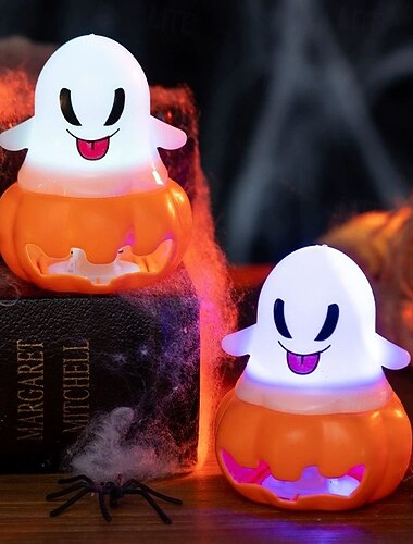  4 ks halloweenských světel duchů, festival duchů, zářící svíčka, noční světlo, halloweenská dekorace, rekvizity, rozvržení scény na večírek