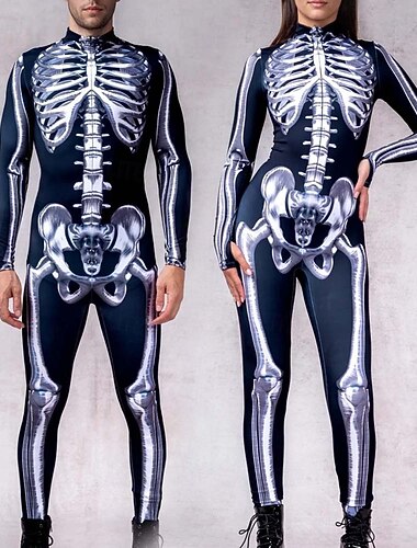  schedel skelet bodysuit halloween groep koppels kostuums full body catsuit griezelig kostuum mannen vrouwen jongens kinderen volwassenen optreden feest club halloween carnaval dag van de doden