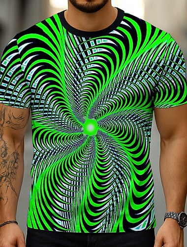  Pánské Geometrický 3D tisk 3D Tričko Krátký rukáv tričko 3D tisk Tričkový Košile Přehnaný Designové Párty ulice Ležérní Žlutá Námořnická modř Vodní modrá Léto Jaro Celý rok Oblečení S M L XL XXL XXXL