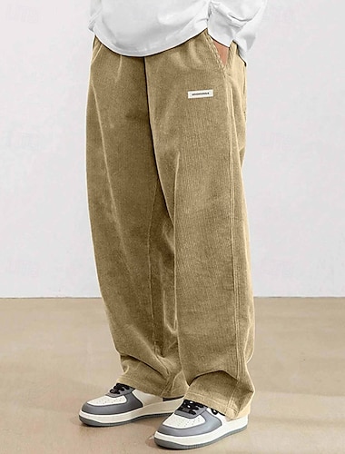  Voor heren Corduroybroek Broek Vrijetijdsbroek Zak Elastische taille Trekkoord Effen Comfort Buitensporten Dagelijks Modieus Casual Zwart Wit Micro-elastisch