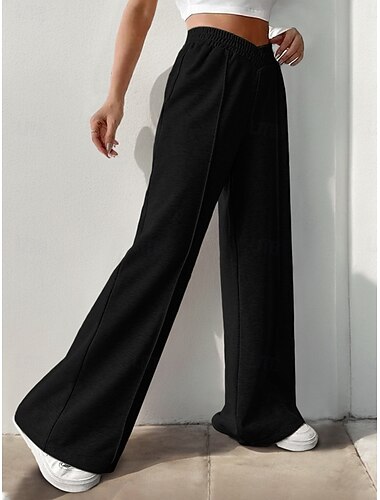  Dames Joggingbroeken Chinese Broeken Modieus Streetwear Casual Volledige lengte Hoge taille Effen Kleur Elastische tailleband Comfortabel Zacht Rekbaar Buiten Straat Lichtgrijs Donkergrijs Zwart
