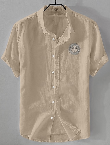  Per uomo Camicia Camicia di lino Camicia Estiva Camicia da Spiaggia Camicia con Bottoni Girasoli Vacanza Casuale Bianco Verde chiaro Rosa Blu Manica Corta Collo ripiegato Estate Abbigliamento