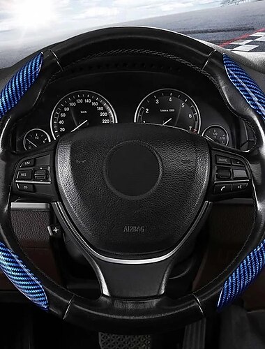  כיסוי הגה אוניברסלי עם דפוס סיבי פחמן לייזר אופנתי נגד החלקה אחיזה רכה לעיצוב פנים הרכב אבזר נהיגה נוחה