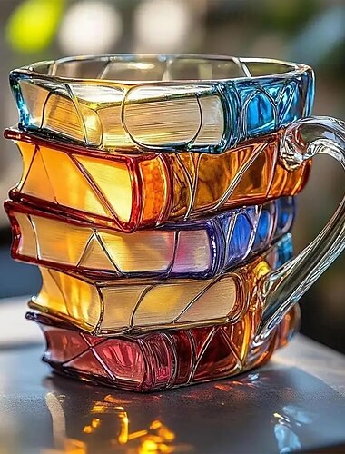  ペイントされたブックマグ 300ml/10オンス ギターコーヒーカップ ブックコーヒーマグ ユニークなカラフルなガラスの本 積み重ね可能なコーヒーカップ コレクションギフト