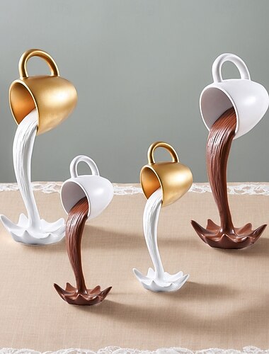  Décoration de tasse à café flottante, sculpture créative en résine anti-gravité pour la maison, la décoration de café et l'accessoire de photographie