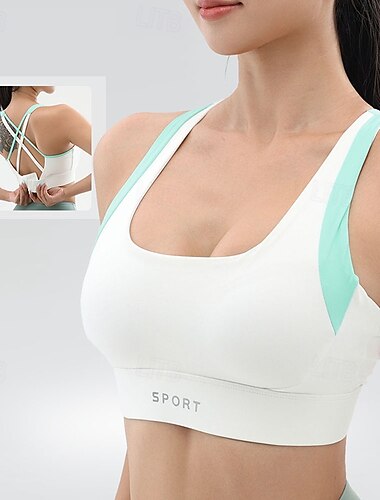  Per donna Reggiseno da yoga Carro armato Reggiseno Pilates Intimo / Maglia Intima Supporti alti Traspirante Criss-Cross Back Colore Solido / Tinta Unita Sport Abbigliamento sportivo Nero Bianco