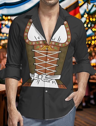  Oktoberfest Olut Dirndl-tuloste Hawaii paidat Havaijilaispaita baijerilainen München Saksa Kuvitettu Käyttötarkoitus Miesten Aikuisten Karnevaali Oktoberfest-olut 3D-tulostus Loma Juhla