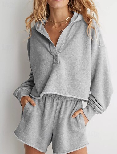  Női Pulóver Hoodie pulóver Sima Utcai sikk Alkalmi Hosszú ujj Kapucni Normál felsők Utca Szabadság Fukszia Világos szürke Szürke Ősz Tél