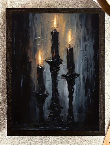  1 pezzo di stampa artistica su tela senza cornice, candela vintage, misteriosa accademia oscura, stanza strana di Halloween, casa, camera da letto, cucina, soggiorno, bagno, hotel, bar, ufficio,