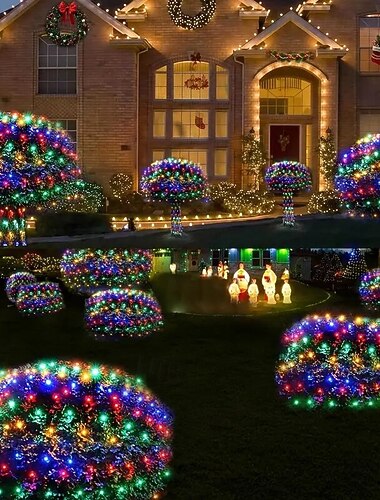  LED φωτιστικό με κορδόνι από δίχτυ νεράιδας 1.5m*1.5m /1.5m*4.5m /3m*3m / 6m*4m /8m*10m επιλογής εορταστικού εύκαμπτου φωτιστικού κορδονιού πολύχρωμου φωτισμού για χριστουγεννιάτικη αυλή κήπου,