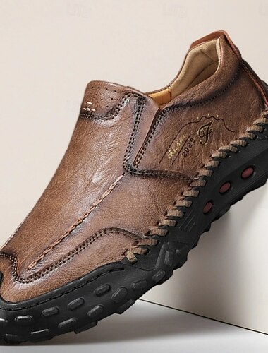  męskie wsuwane mokasyny z miękkiej skóry ekologicznej – antypoślizgowe buty do chodzenia na co dzień, zapewniające wygodę i komfort podczas jazdy samochodem