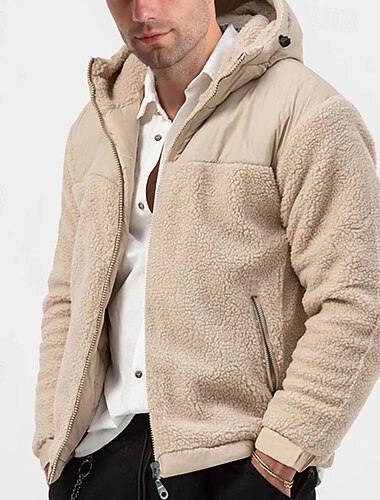  Homens Moletom Full Zip Hoodie Quarter Zipper Hoodie Moletom de lã Preto Azul Marinha Bege Cinzento Com Capuz Tecido Patchwork Zíper Bolso frontal Desportos e Ar livre Casual Diário Roupa de rua