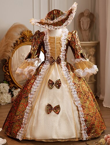  Ροκοκό φαντασία Μάξι Φόρεμα χορού Καμπάνα Πριγκίπισσα Καλλονή Φιόγκος Ρετρό Βραδινή τουαλέτα Σημείο Φανταχτερή Φόρεμα Κοριτσίστικα βασιλικός Χριστούγεννα Απόκριες Η Μέρα των Παιδιών