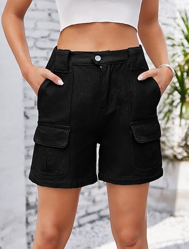  Per donna Pantaloni Cargo Shorts Pantaloni Eleganti Streetwear Casual Corto Naturale Semplice Tasca Confortevole Streetwear Abbigliamento quotidiano Weekend Nero Verde militare Cachi Estate