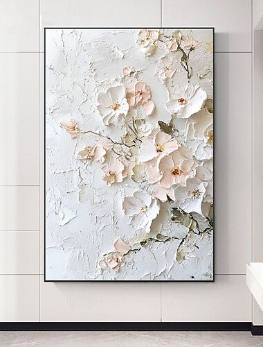  Mintura pinturas a óleo em tela com textura 3D feitas à mão, arte de parede, decoração, moderna, abstrata, imagem de flores para decoração de casa, pintura enrolada, sem moldura, não esticada
