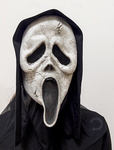  Halloween-Geistermaske für Erwachsene, gruselige Latex-Vollkopfmaske für Cosplay, Sensenmann-Kostüm, Spukhaus und Maskenball-Party-Dekor