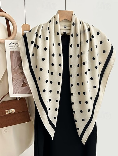  Per donna Sciarpa quadrata Streetwear Quotidiano Data Nero Bianco Sciarpa A Pois