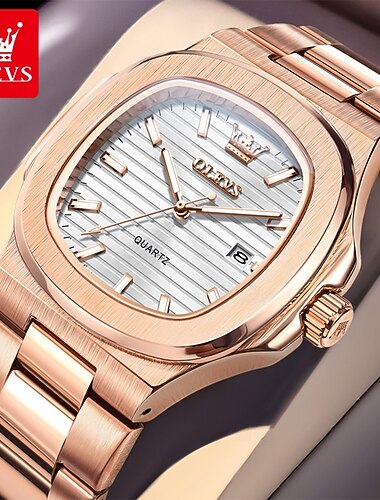  OLEVS Femmes Hommes Montre à quartz Luxe Grand cadran Mode Affaires Lumineux Calendrier IMPERMÉABLE Bracelet en acier inoxydable Suivre