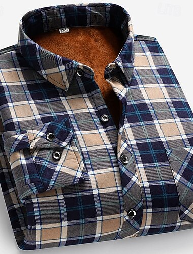  Per uomo Camicia casual Camicia di flanella Camicia a quadri Camicia con Bottoni Rosso Blu Manica Lunga Quadri Bavero Vacanza Casual Quotidiano Bottonato Abbigliamento Moda Casual Confortevole