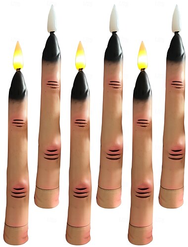  10/12 יחידות סימולציית אימה ליל כל הקדושים אצבע LED אלקטרוני נרות מקורה מסעדת חדר שינה מסיבת ליל כל הקדושים אימה ואווירה מוזרה דקורטיבית אור קסם שרביט שלט רחוק