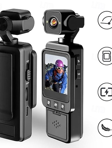  1080p bærbar videooptager med 1,54 skærm wifi 360 graders roterbar linse nattesynsvideo &Fotooptagelse indbygget udfyldningslys ideelt til sport &sikkerhedsovervågning