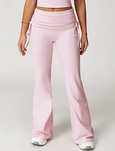 Mujer Pantalones para correr leggings acampanados Perneras anchas Correa Alta cintura Prendas de abajo Ropa Deportiva Gimnasia Ejercicio Control de barriga Rutina de ejercicio De Deporte Corriendo