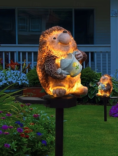  1ks venkovní krajinářské osvětlení zahradní solární zvířecí pryskyřičná lampa ježek uzemňovací zástrčka led trávníkové krajinářské osvětlení zahradní nádvoří vodotěsné halloween vánoční večírek