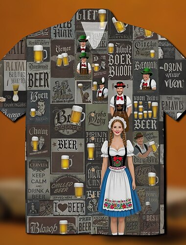  Oktoberfest Bier Hawaii-Hemden Aloha-Hemd Bayerisch München Deutsch Grafik Für Herren Erwachsene Karneval Oktoberfestbier 3D-Druck Urlaub Party