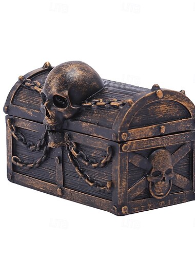  Halloween-statue kranium skattekiste opbevaringsboks dekorativ smykkeorganisator uhyggelig bordpynt til hjemmet bar display gotisk gavebeholder halloween accentdekoration
