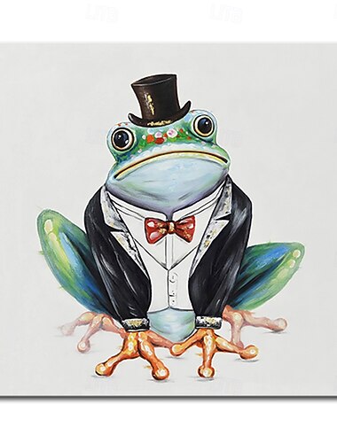  Mintura pinturas a óleo de sapo feitas à mão sobre tela, arte de parede, decoração, moderna, abstrata, desenho animado, imagem para decoração de casa, pintura enrolada, sem moldura, não esticada