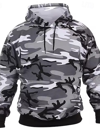  Per uomo Felpa con cappuccio Rosso Viola Arancione Verde Cachi Con Cappuccio Mimetico Tasca Sport & Outdoor Quotidiano Ferie Poliestere Streetwear Essenziale Casual Autunno Inverno Abbigliamento
