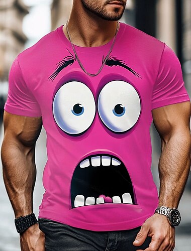  Per uomo 3D Volto umano Maglietta Manica Corta maglietta Stampa 3D Girocollo Camicia Esagerato Designer Feste Streetwear Casuale Giallo Rosso Blu Estate Primavera Tutte le stagioni Abbigliamento S M