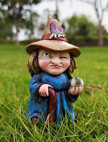  Statuetta in resina di strega di Halloween, scultura decorativa di strega magica, mini statua in resina per casa spettrale, scrivania, decorazione del camino