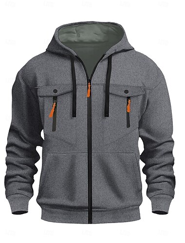  Per uomo Felpa con cappuccio a zip intera Felpa con cappuccio e zip Felpa con cappuccio tattica Nero Verde militare Blu marino Cachi Grigio chiaro Con Cappuccio Semplice Multi-tasche Tasche con