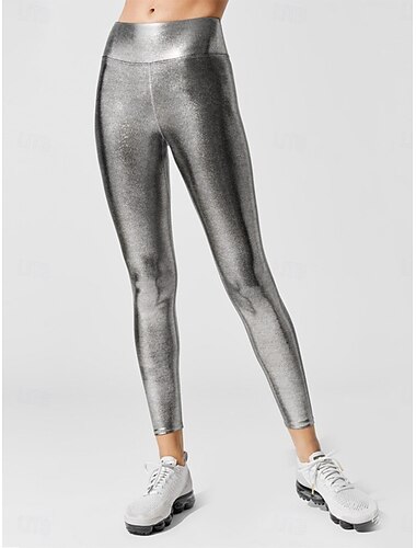  Mulheres Leggings Leggings aconchegantes Roupa de rua Longas Cintura Alta Tecido Corte alto Macio Com Stretch Ioga Rua Corrida Rosa claro Dourado Verde Cinzento Outono Normal