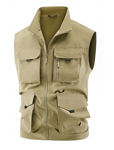  Per uomo Gilet da esterno Giacca Tattica Sport all'Aperto Per la pesca Campeggio & Escursionismo Attivo Primavera Autunno Multi-tasche Multistrato Poliestere Tattico Cerniera Nero Blu marino Cachi