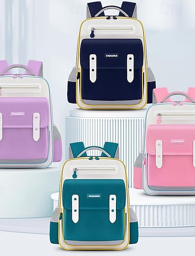  Dětský školní batoh pro dívky a chlapce – lehký nepromokavý školní batoh s reflexními proužky a několika kapsami, školní aktovka