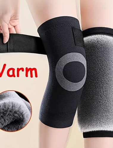  ginocchiere spesse e calde per anziani, scaldamuscoli antiscivolo foderati in pile con elastico per sport invernali all'aperto e ciclismo - lavare solo a mano
