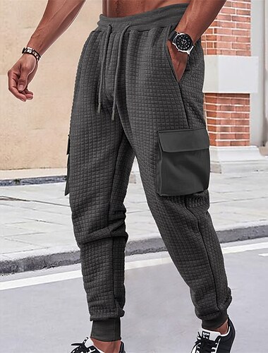  Per uomo Pantaloni da Tuta Cargo Pantaloni da tuta Joggers Pantaloni Pantaloni a Nido d'Ape Coulisse Elastico in vita Multi-tasche Semplice Comodità Quotidiano Sport all'Aperto Moda Casual Vino Cachi