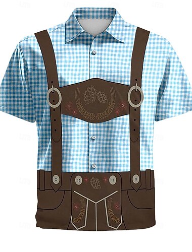  Oktoberfest Stampa di Lederhosen Camicie Hawaii Camicia Aloha bavarese Monaco Tedesco Grafico Per Per uomo Adulti Carnevale Birra Oktoberfest Stampa 3D Vacanza Feste