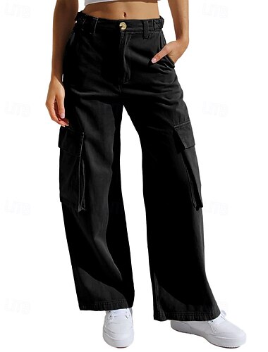  Pentru femei Pantaloni Cargo Pantaloni Șic Stradă Casual Lungime totală Natural Simplu Buzunar Confortabil În aer liber Ieșire Gri Negru Alb Albastru Toamnă Fit regulat