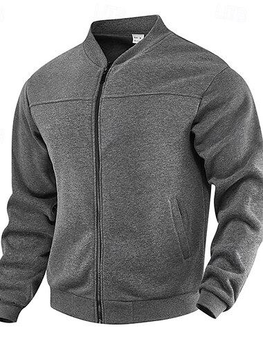  Ανδρικά Χειμωνιάτικα μπουφάν Μπουφάν fleece Casual Jacket Μπουφάν Varsity Διακοπές Καθημερινά Διατηρείτε Ζεστό Τσέπη Φλις Φθινόπωρο Χειμώνας Σκέτο Μοντέρνα Κομψό στυλ street Όρθιος Γιακάς Κανονικό
