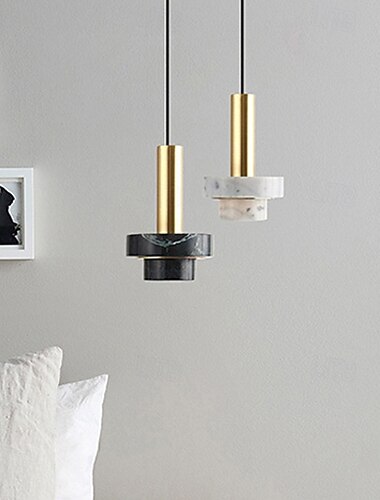  Luminária pendente moderna de mármore geométrico, design artístico nórdico, 23 cm de altura, luz branca quente/branca, e26/e27, corrente ajustável
