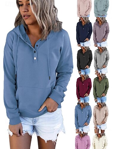  Damen Kapuzenpullover Einfach Lässig Langarm Mit Kapuze Normale Oberteile Schwarz Rote Blau Purpur Grün Frühling Herbst
