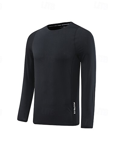 Herre Performance skjorte Sport-T-shirt Langærmet Rund hals Toppe Udendørs Hurtigtørrende Svedreducerende lugtdæmpende Åndbart Nylon Sort Lys Grøn Rød Fiskeri Tennis Løb