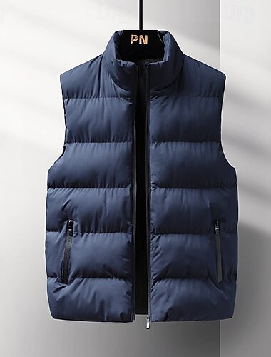  Herre Trekking-vest Dunvest Uden ærmer Vest Udendørs Hold Varm Vinter Lomme Polyester Bourgogne Blå Grå Jagt Fiskeri Klatring