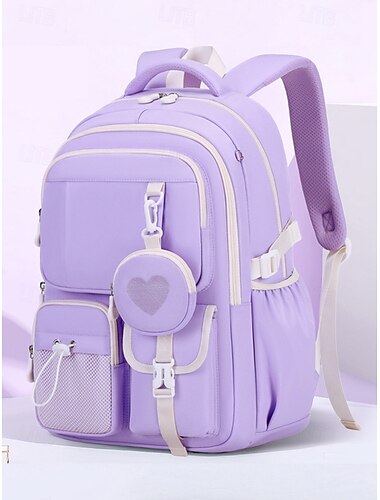  Zaino scolastico rosa impermeabile antigraffio per bambini – borsa da viaggio e da asilo multitasche di grande capacità con design a cuore per ragazze