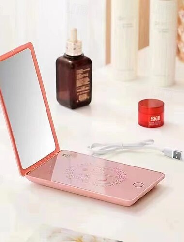  جهاز تدفئة قناع الوجه USB مع مرآة مكياج قابلة للطي، وسادة منشفة وجه ساخنة محمولة، جهاز تدفئة منشفة رطبة لسطح المكتب للعناية بالبشرة والاستخدام في السكن الجامعي والسفر، جهاز مرافق لقناع الوجه