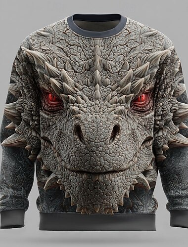  男性用 ドラゴン 3D スウェットシャツ スウェットシャツ 長袖 トレーナー クルーネック カジュアル パンク＆ゴシック デジタルプリント パーティー ストリートウェア オールシーズン